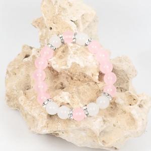 Fehér jáde és achát karkötő (XS)