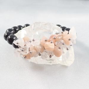 Föld és fény – holdkő és hegyikristály karkötő