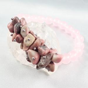 Földrózsa – rodonit és jáde karkötő