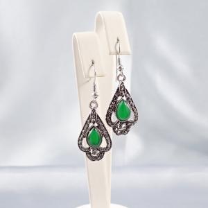 Fülbevaló antik, hatású, zöld