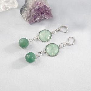 Fülbevaló csiszolt aventurin gömbbel