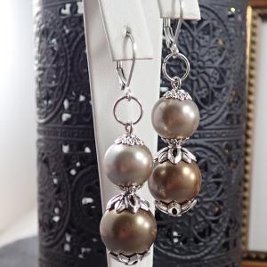 Fülbevaló, kétgyöngyös, romantikus