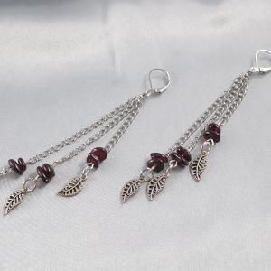 Gránátköves-leveles fülbevaló