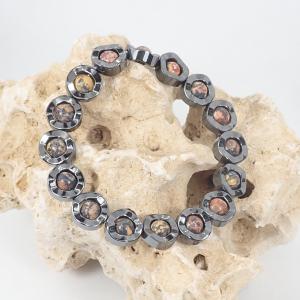 Hematit és leopárd jáspis karkötő