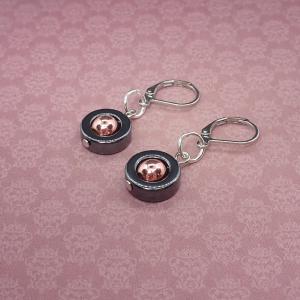 Hematit kör rosegolddal, fülbevaló