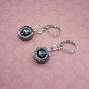 Hematit kör zölddel, fülbevaló