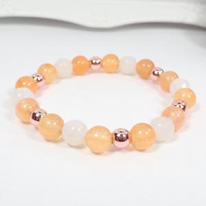 Jáde és rosegold hematit karkötő, barackszín