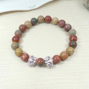 Jáspis karkötő, levélkés díszekkel