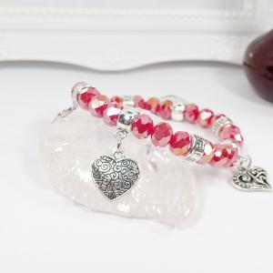 Karkötő négy szívecskével, piros