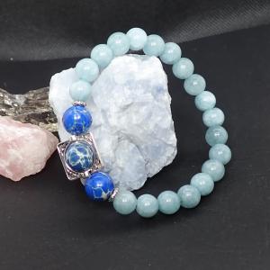 Kék achát és császárkő karkötő