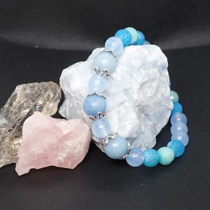 Kék achátok karkötő nagyobb gyöngyökkel