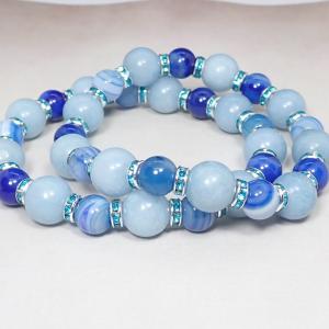 Kék árnyalatú achátok páros karkötő