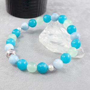 Kék-zöld karkötő fém gyönggyel