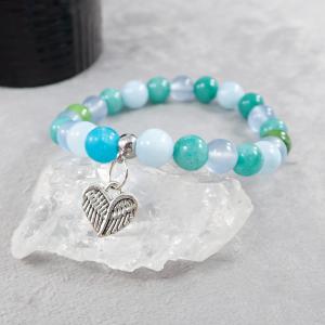 Kék-zöld karkötő szívvel