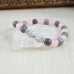 Képjáspis és achát karkötő, rózsaszín 1