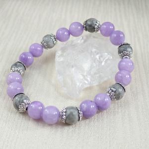 Képjáspis és jáde karkötő, lila