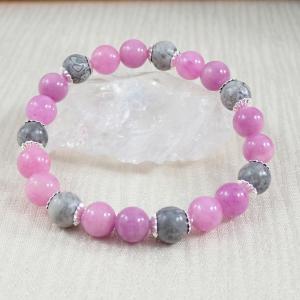 Képjáspis és jáde karkötő, rózsaszín 1