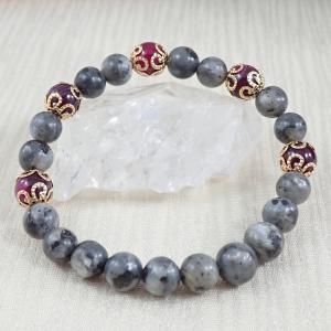 Labradorit és achát karkötő 2