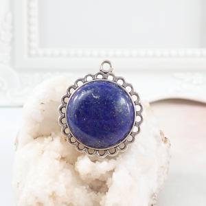 Lapis lazuli medál antikolt keretben, kerek