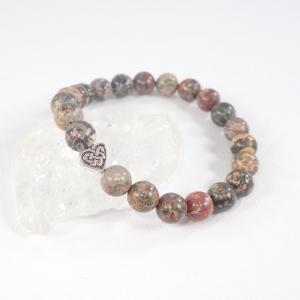 Leopárd jáspis karkötő szívvel