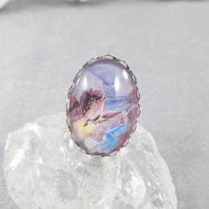 Lila virágos-márványos gyűrű