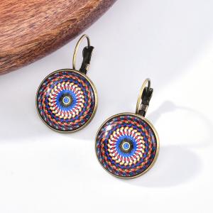 Mandalás fülbevaló bronz kerettel