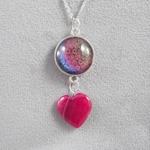 Mandalás medál achát szívvel 1