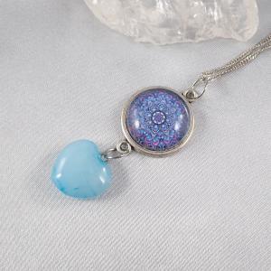 Mandalás medál achát szívvel 2