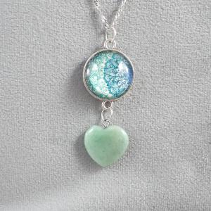 Mandalás medál aventurin szívvel