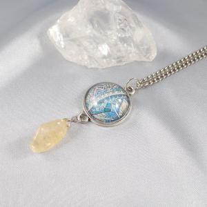 Mandalás medál sárga kalcittal