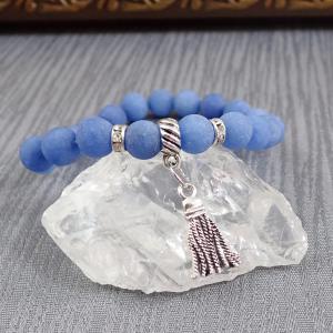 Matt achát karkötő, kék (S)