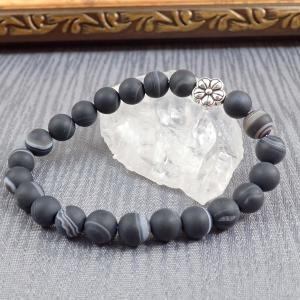 Matt achát karkötő, sötét