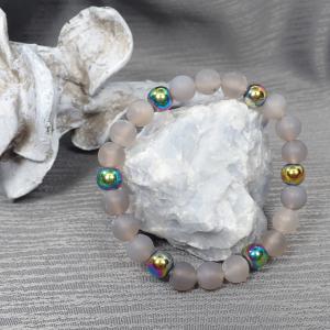 Matt achát karkötő, szürke