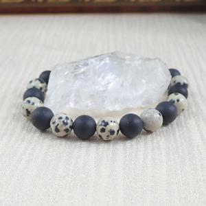 Matt ónix és dalmata jáspis karkötő