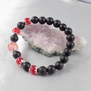 Matt ónix karkötő jádéval