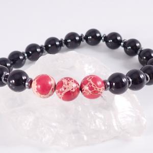 Ónix és császárkő karkötő, fényes