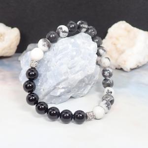 Ónix és zebrajáspis karkötő (XL)