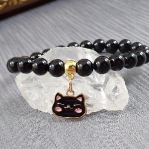 Ónix karkötő cicával