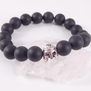 Ónix karkötő, gladiátor fémgyönggyel