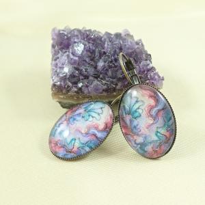 Ovális fülbevaló fantázia mintával