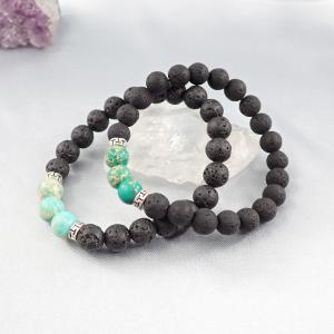 Páros lávakő karötő zölddel