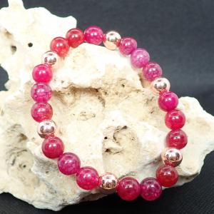Pink sárkányvér achát karkötő rosegolddal