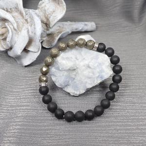 Pirit és ónix karkötő  (XXL)