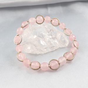 Rózsakvarc karkötő gyöngykerettel