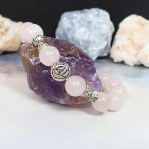 Rózsakvarc karkötő rózsával