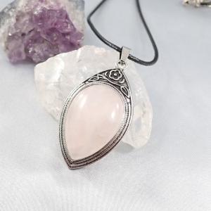 Rózsakvarc medál antik hatású keretben 2