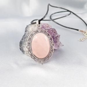 Rózsakvarc medál, ovális 1