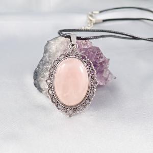 Rózsakvarc medál, ovális 2