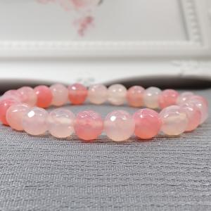 Rózsaszín achát karkötő, csiszolt