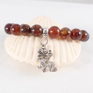 Sárkányvér achát karkötő sárkány medállal